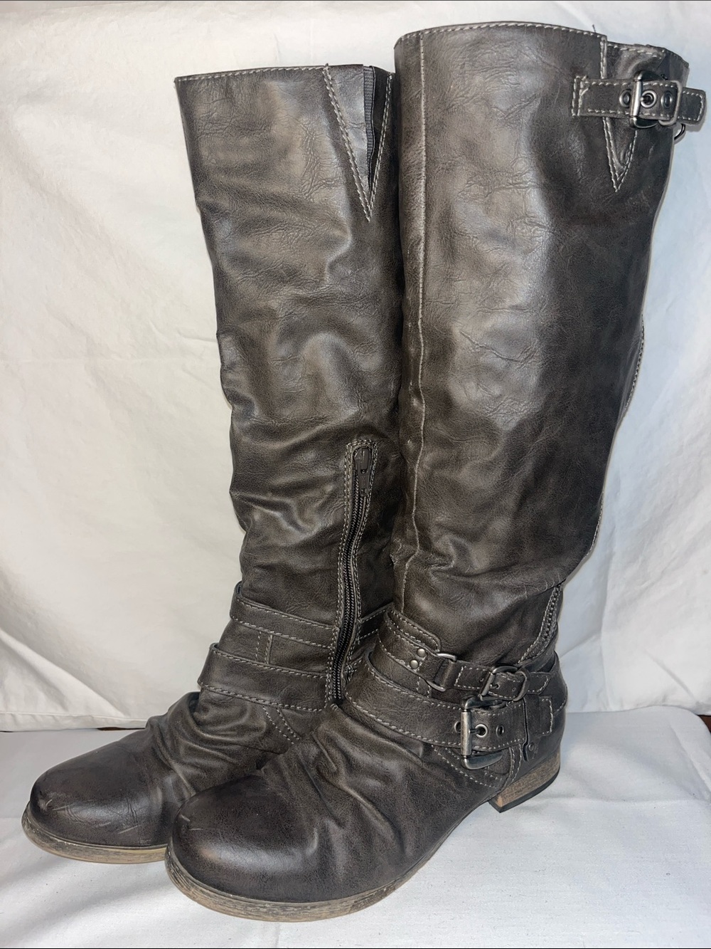 Carlos by Carlos Santana Women's Gray Moto Riding Boots